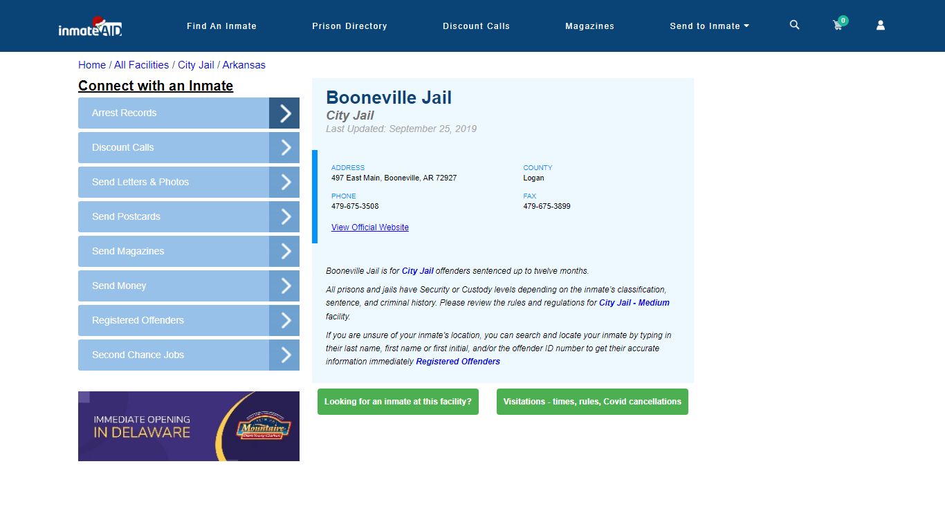 Booneville Jail | Inmate Locator