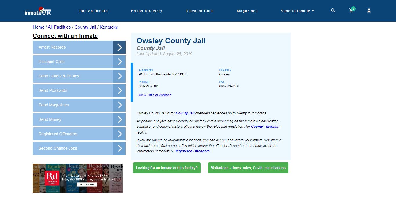 Owsley County Jail - Inmate Locator - Booneville, KY